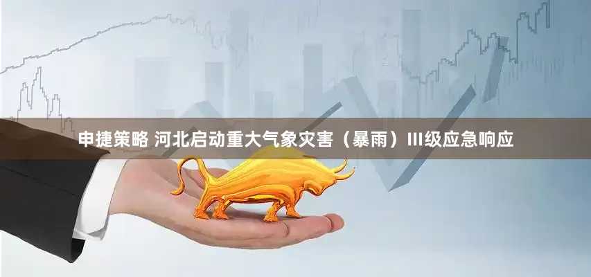 申捷策略 河北启动重大气象灾害（暴雨）Ⅲ级应急响应